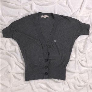 Ann Taylor LOFT short-sleeve cardigan gray sz XS